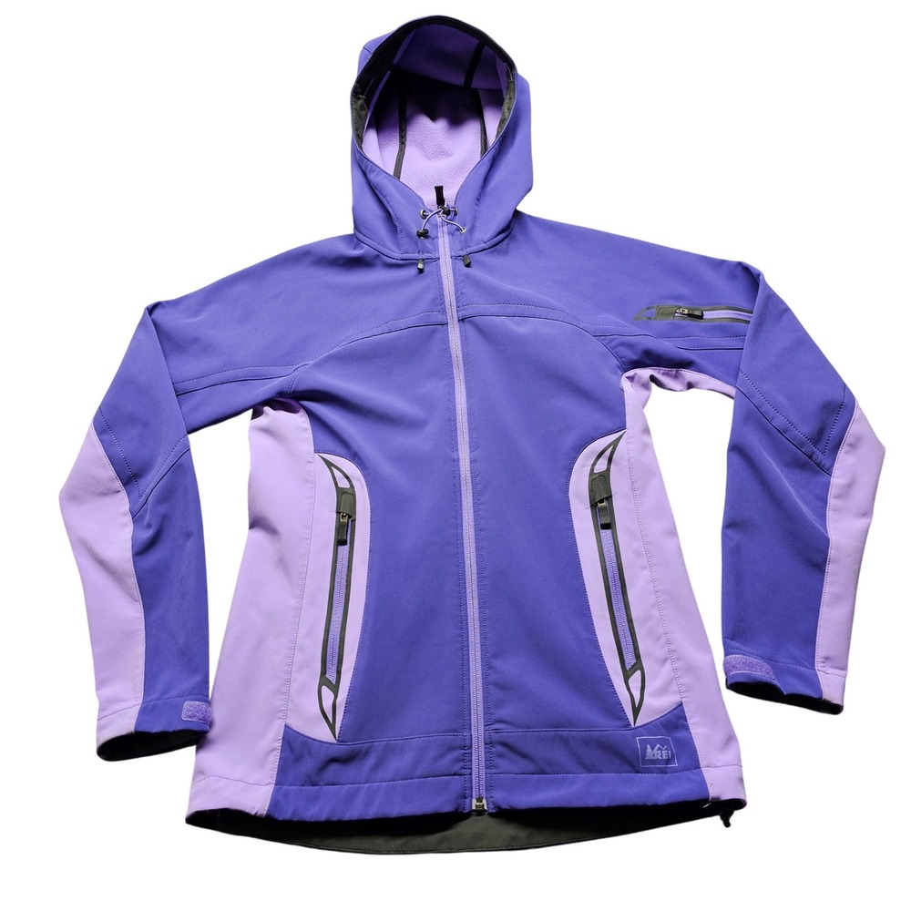 REI Polartec Power Shield Pro Hooded‎ Softshell Jacket Womens XS Purple Hiking